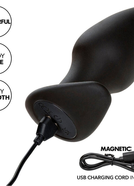 CALEXOTICS - ROCK BOTTOM PERFECT ANAL PLUG 10 VIBRATIONEN SILIKON SCHWARZ - Analplug