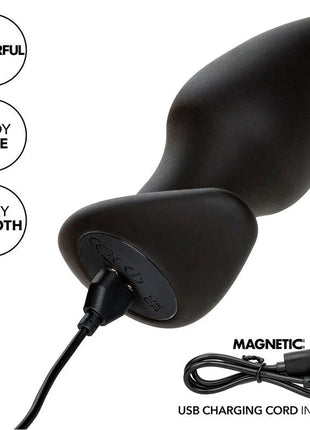 CALEXOTICS - ROCK BOTTOM PERFECT ANAL PLUG 10 VIBRATIONEN SILIKON SCHWARZ - Analplug