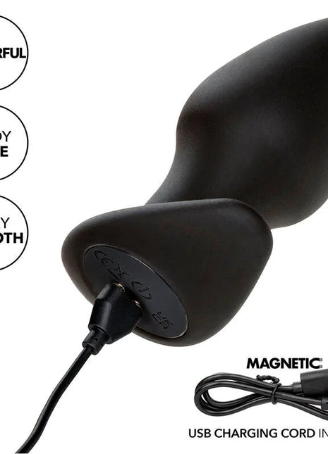 CALEXOTICS - ROCK BOTTOM PERFECT ANAL PLUG 10 VIBRATIONEN SILIKON SCHWARZ - Analplug