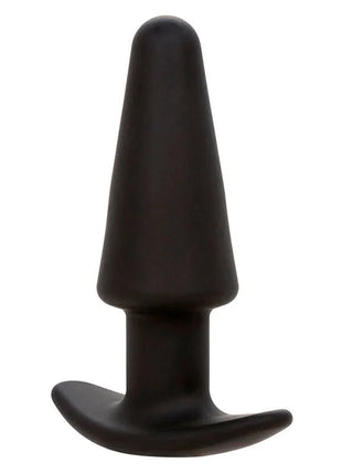 Calexotics rock bottom tapered anal plug in schwarz aus silikon mit schlanker form und gebogener basis für sicheren halt