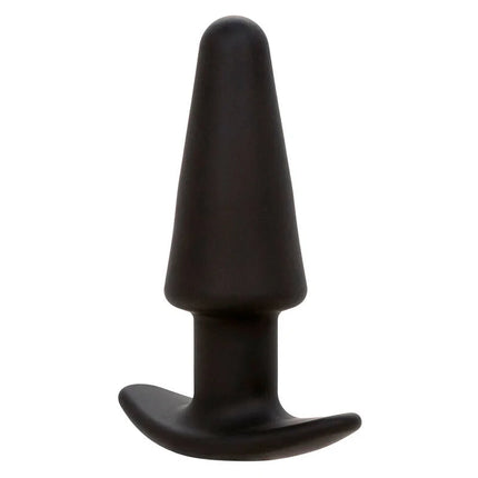 Calexotics rock bottom tapered anal plug in schwarz aus silikon mit schlanker form und gebogener basis für sicheren halt