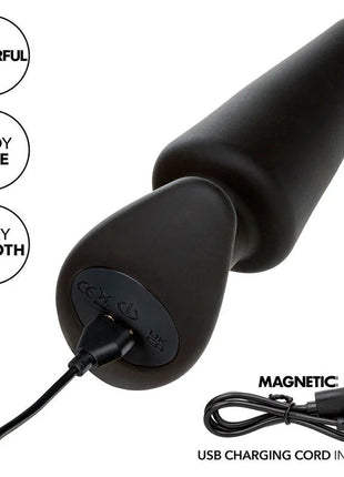 Black silikon vibrierender tapered analplug von CalExotics mit 10 vibrationen und magnetischem usb ladegerät