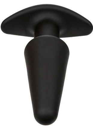 Black silikon analplug von calexotics mit breiter flacher basis und tapered körper für 10 vibrationsstufen