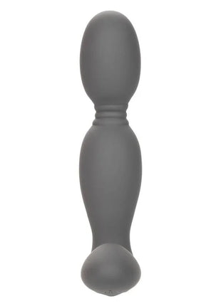 Gray silikon dualkopfvibrator mit glatten konturen und strukturiertem griffbereich von calexotics rotatorsonde