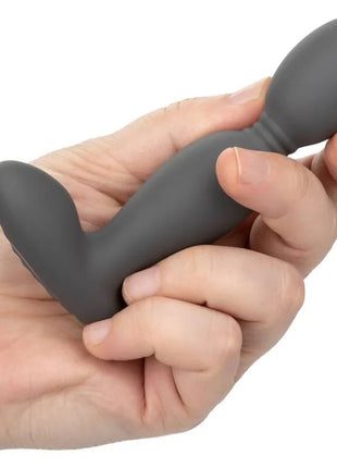 Grauer silikon analvibrator mit abgerundetem kopf und ergonomischem griff von calexotics rotatorsonde