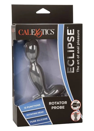 Schwarze glänzende pure silikon eclipse rotatorsonde von calexotics für intensive stimulierung