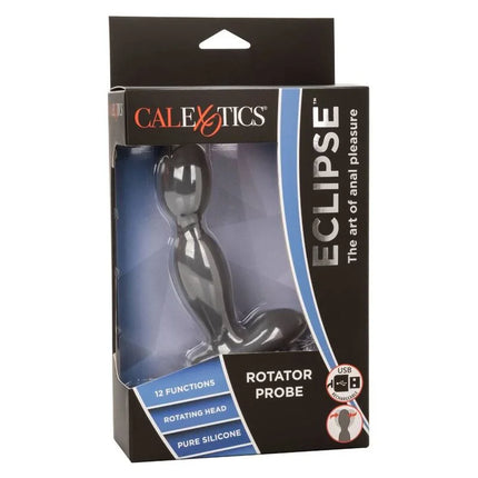 Schwarze glänzende pure silikon eclipse rotatorsonde von calexotics für intensive stimulierung