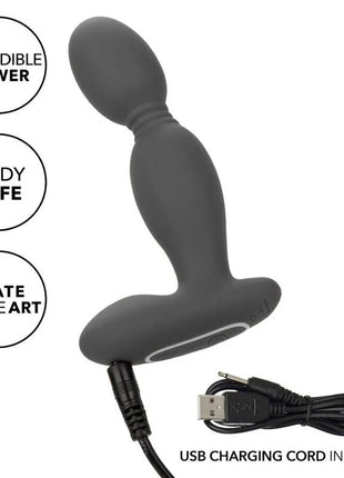 Schwarzer silikon-analvibrator calexotics rotatordsonde mit usb-ladekabel für einfache aufladung