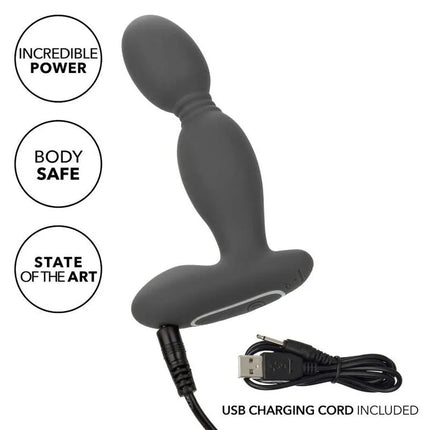 Schwarzer silikon-analvibrator calexotics rotatordsonde mit usb-ladekabel für einfache aufladung