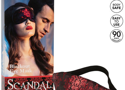 Black eye mask von CalExotics mit rotem Blumenmuster auf schwarzem Stoff und verstellbarem Gummiband