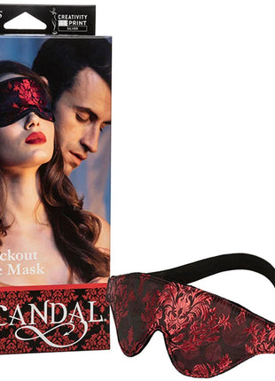 Black eye mask von CalExotics mit rotem Blumenmuster auf schwarzem Stoff und verstellbarem Gummiband