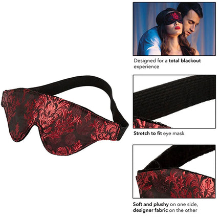 Calexotics scandal blickdichte augenmaske mit roten details in schwarz und rot mit elastischem gummiband