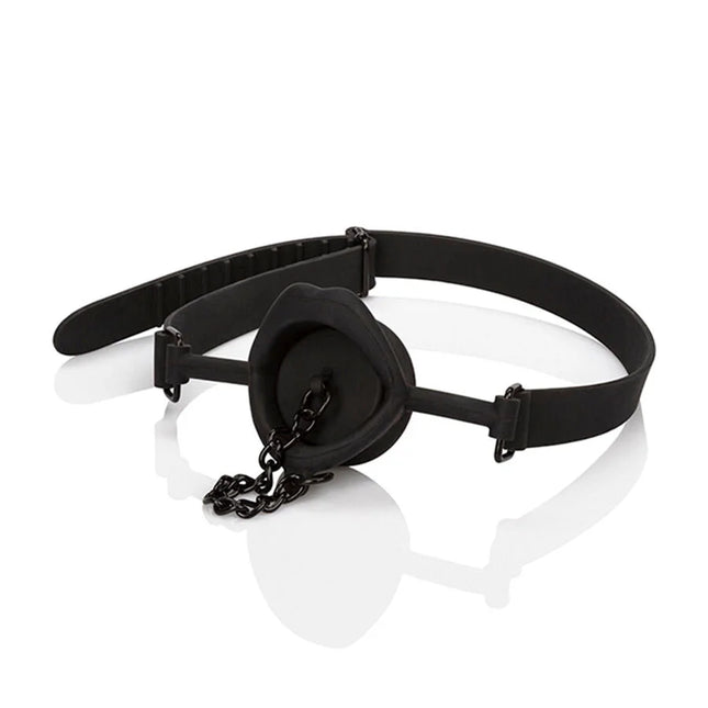 Black silikon gag mit kettchen von calexotics scandal für bondage und bdsm spielen
