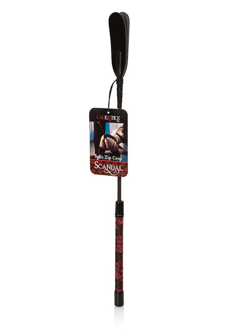 Calexotics scandal red split tip whip mit schwarzer spitze und rotem spitzenmuster griff von calibotics