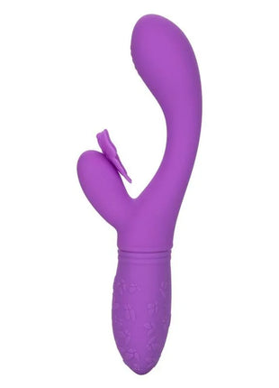 Lila silikon rabis vibrator mit strukturgriff und kleinen dekorativen flügeln calexotics schmetterling kuss flutter