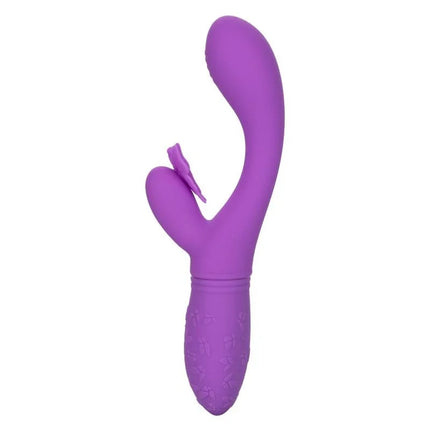 Lila silikon rabis vibrator mit strukturgriff und kleinen dekorativen flügeln calexotics schmetterling kuss flutter