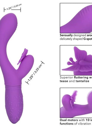Calexotics schmetterling kuss flutter lila silikonspielzeug mit schmetterlingsflügeln und g-punkt stimulator