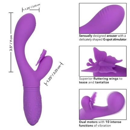 Calexotics schmetterling kuss flutter lila silikonspielzeug mit schmetterlingsflügeln und g-punkt stimulator