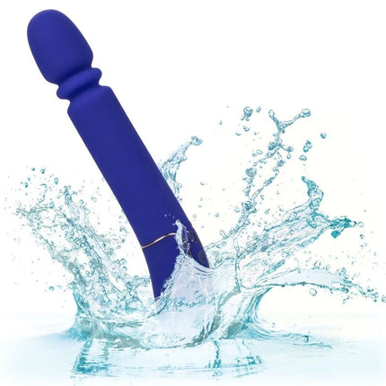 Calexotics shameless slim thumper blau tiefblauer silikon vibrato wand mit glattem rundem kopf und feinen rillen