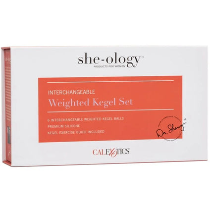 Weißes und korallenfarbenes she-ology kegel-gewichtsset mit premium-silikonkugeln von CalExotics
