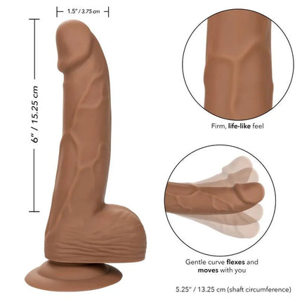 Brauner silikon-dildo mit realistischem struktur und flexiblem design von calexotics 15,24 cm
