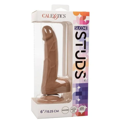 Calexotics silikon-nieten dildo 15,24 cm braun mit saugnapfbasis und realistischer hautfarbener silikonoberfläche