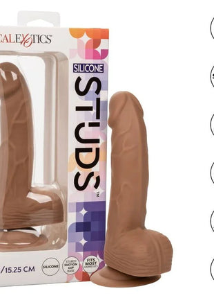 Tanfarbener silikon-dildo mit saugnapfbasis braun 15,24 cm von studs calexotics