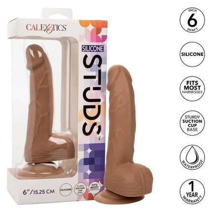 Tanfarbener silikon-dildo mit saugnapfbasis braun 15,24 cm von studs calexotics