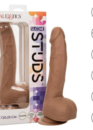 Tan silikon dildo 20 32 cm mit saugnapfbasis von calexotics studs braun