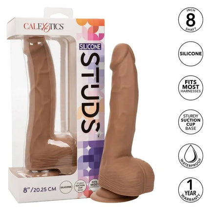 Tan silikon dildo 20 32 cm mit saugnapfbasis von calexotics studs braun