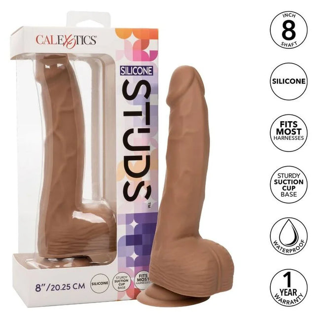 Tan silikon dildo 20 32 cm mit saugnapfbasis von calexotics studs braun