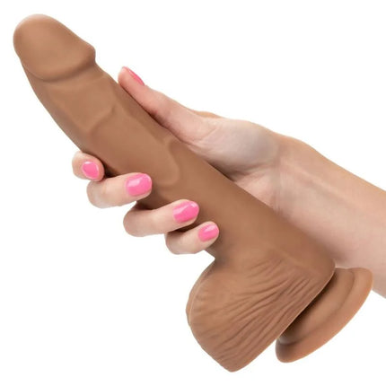 Tanfarbener silikon-dildo mit realistischer struktur und abgerundetem boden von CalExotics Silikon-Nieten 20.32 cm Braun