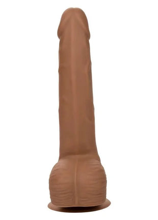 Tan-farbener realistischer silikon-dildo von calexotics mit abgerundetem boden und detaillierter struktur