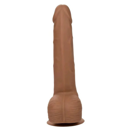 Tan-farbener realistischer silikon-dildo von calexotics mit abgerundetem boden und detaillierter struktur