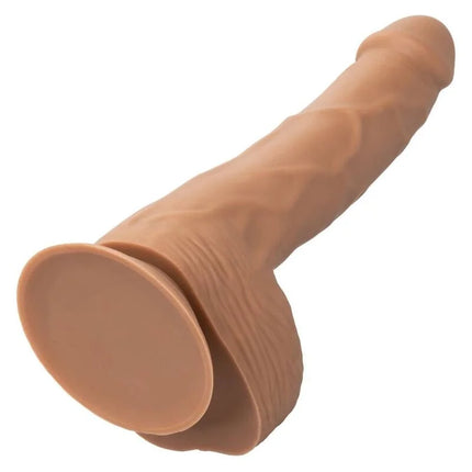 Tanfarbener realistischer silikon dildo mit texturiertem schaft und abgerundetem boden von calexotics silkon-nieten 20.32 cm braun