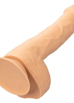 Beige silikon-nieten dildo 20 32 cm mit strukturierter oberfläche und rundem ständer von calexotics