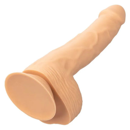 Beige silikon-nieten dildo 20 32 cm mit strukturierter oberfläche und rundem ständer von calexotics