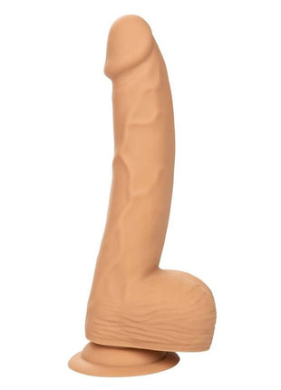 Beiger silikon-dildo mit realistischer struktur und abgerundetem boden von calexotics silkon-nieten 20,32 cm haut