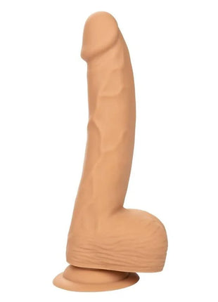 Beiger silikon-dildo mit realistischer struktur und abgerundetem boden von calexotics silkon-nieten 20,32 cm haut