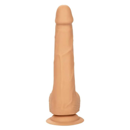 Beiger silikon-dildo mit strukturierter oberfläche und abgerundetem fuß von calexotics silikon-nieten 20,32 cm haut