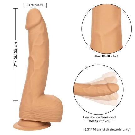 Tanfarbener silikon-dildo von calexotics mit realistischer fester textur und sanfter wölbung 20,32 cm lang