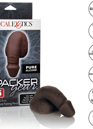 Calexotics silikon-packungspenis 12,75 cm in schokoladenbraun aus reinem silikon mit 5 zoll packer gear