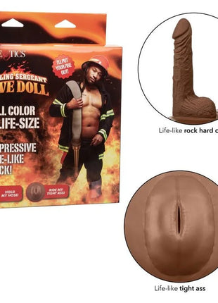 Braune silikon lebensechte cock mit realistischer textur und konturen von calexotics sizzling sergeant love doll model 2