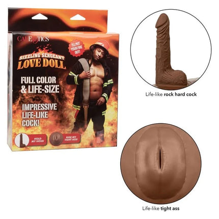 Braune silikon lebensechte cock mit realistischer textur und konturen von calexotics sizzling sergeant love doll model 2