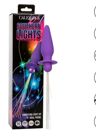 Lila silikon analvibrator mit 10 vibrationen und leuchtender faseroptik von CalExotics Southern Lights