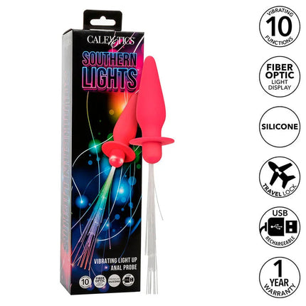 Pink silikon vibrierender analprobe mit licht und faseroptischer anzeige von calexotics