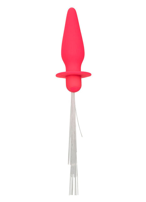 Helles pinkes silikon analplug mit 10 vibrationen und klaren fasersträngen von calexotics southern lights