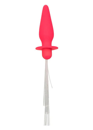 Helles pinkes silikon analplug mit 10 vibrationen und klaren fasersträngen von calexotics southern lights
