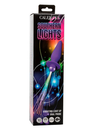 Lila silikon analstecker southern lights von calexotics mit fiberoptischer beleuchtung und 10 vibrationsmodi