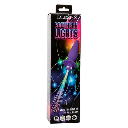 Lila silikon analstecker southern lights von calexotics mit fiberoptischer beleuchtung und 10 vibrationsmodi
